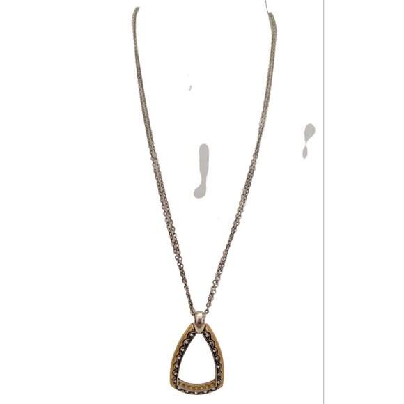 Brighton Gold Silver Tone Crystal Triangle Open Pendant Primavera Necklace, K622 - Picture 2 of 6